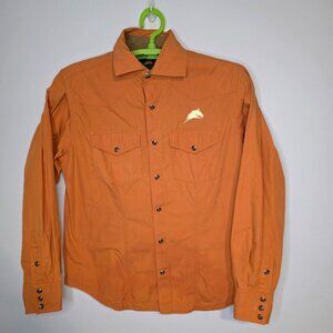 Parelli Collection Men's Western Orange Cotton Snap Front Shirt Size Medium